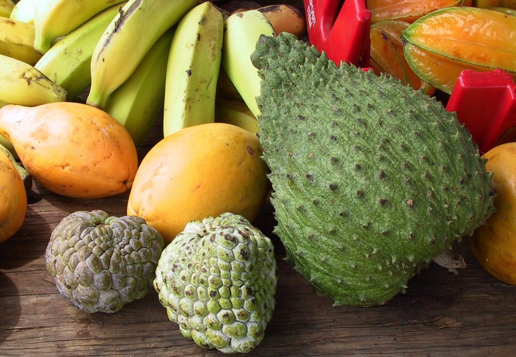 tropical fruit on a table