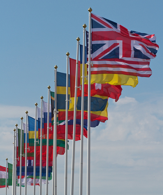 Various flags from participating countries
