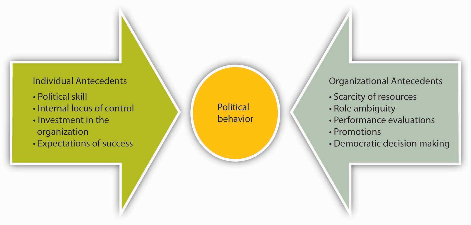 Individual and organizational antecedents can both lead to political behavior
