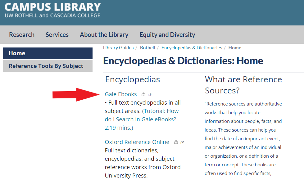 Campus library search Encyclopedia