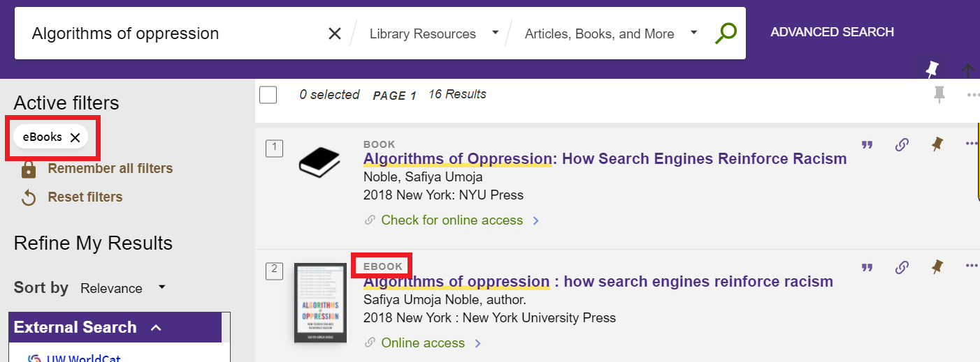 Search bar with algorithms of oppression