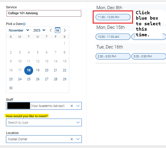 Appointment scheduling screen in Navigate360.