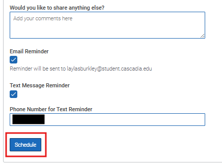 Appointment confirmation screen in Navigate360.