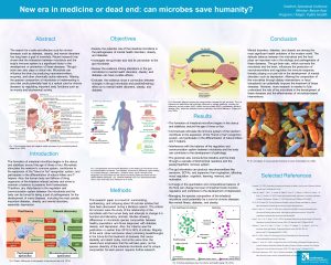Research poster exploring role of intestinal flora in diabetes, mental health and obesity