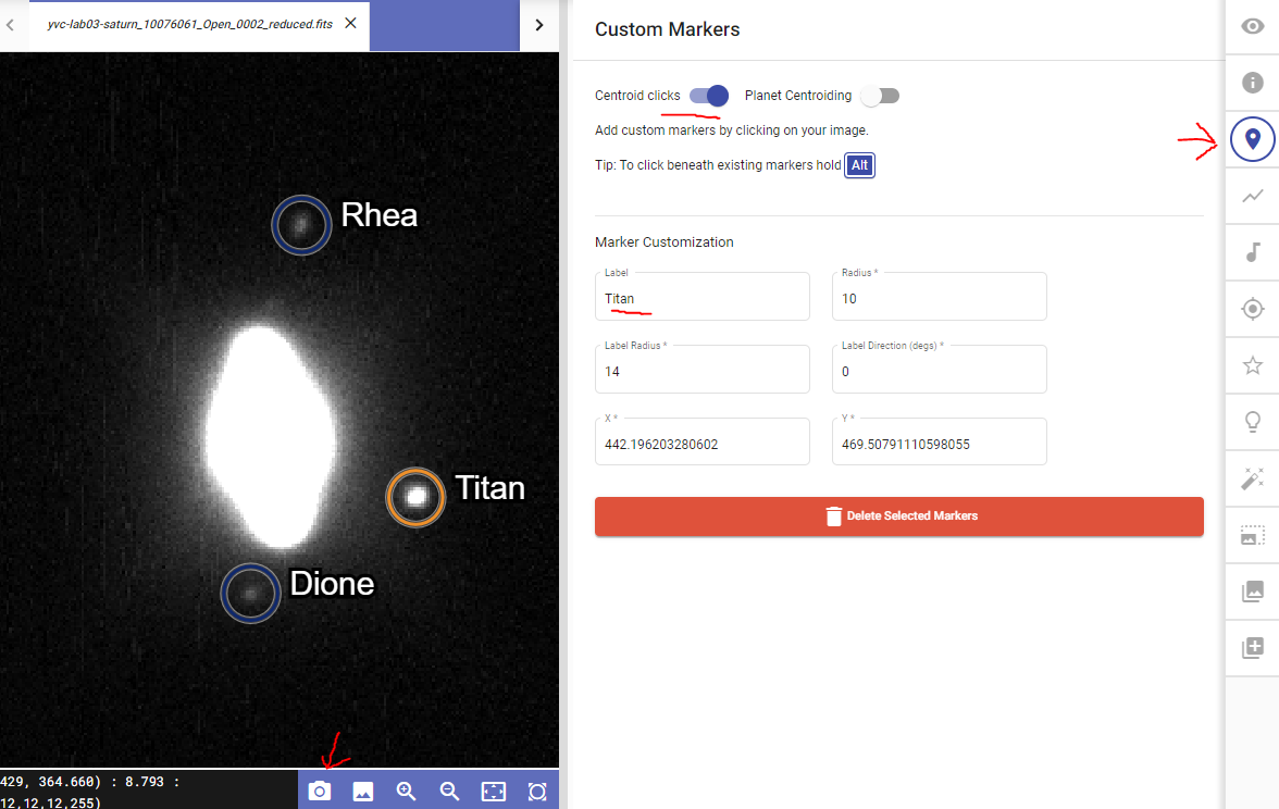 Settings for labeling moons.