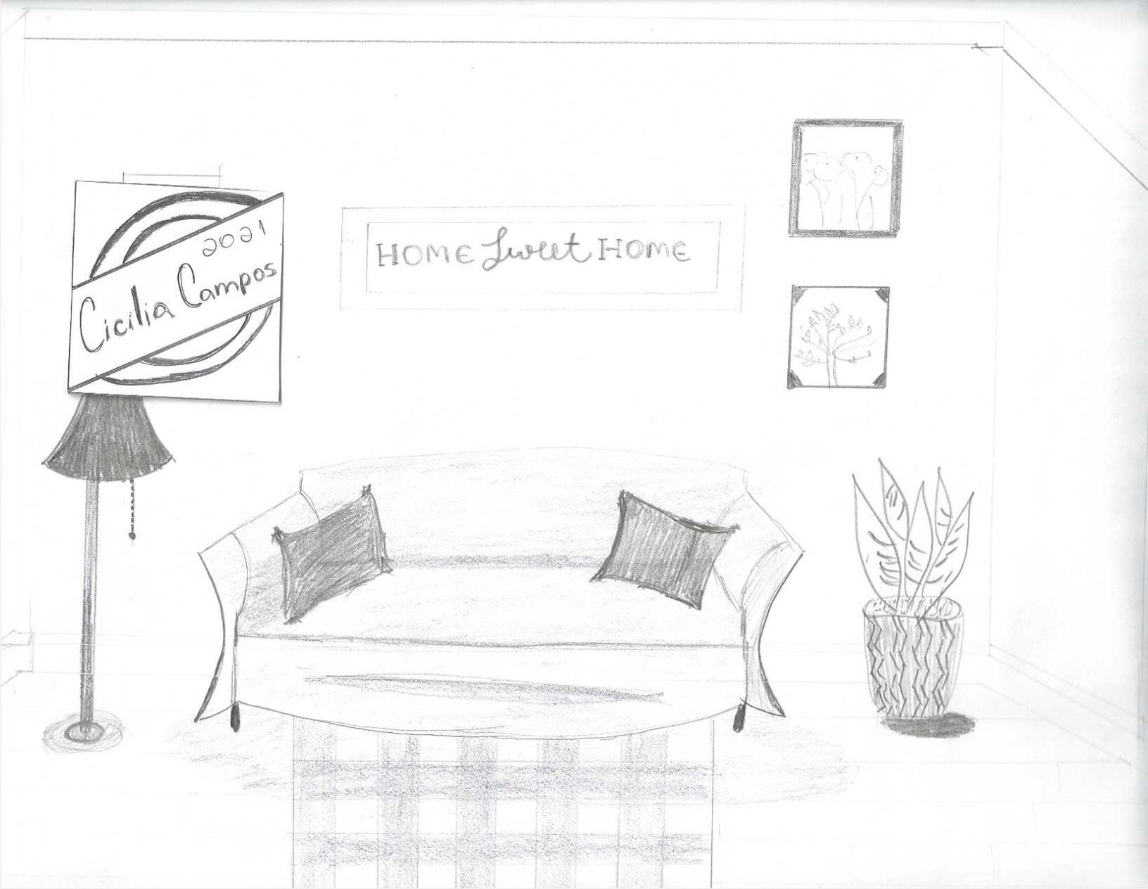 Drawing of sofa