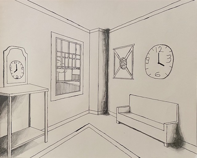 Drawing of furniture in room