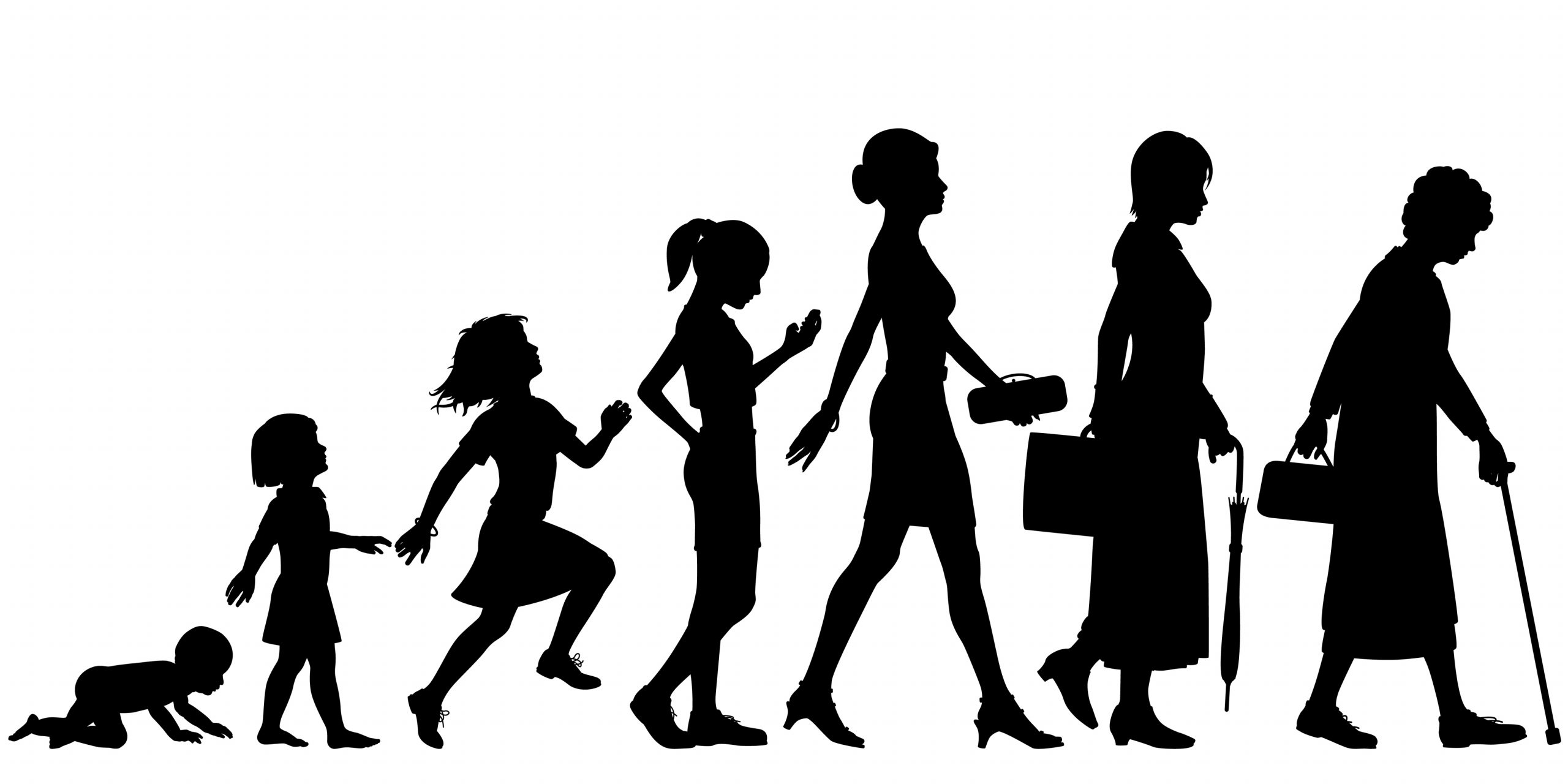 Image showing silhouettes of a female in seven stages of life