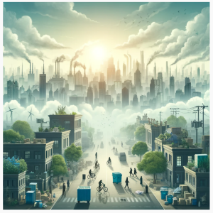 A polluted city.