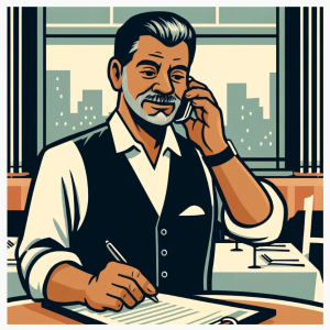 Man taking a restaurant reservation