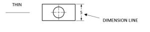 Rectangle showing a dimensioning line type.