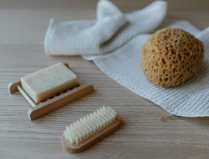 Soap, sponge, and nail brush